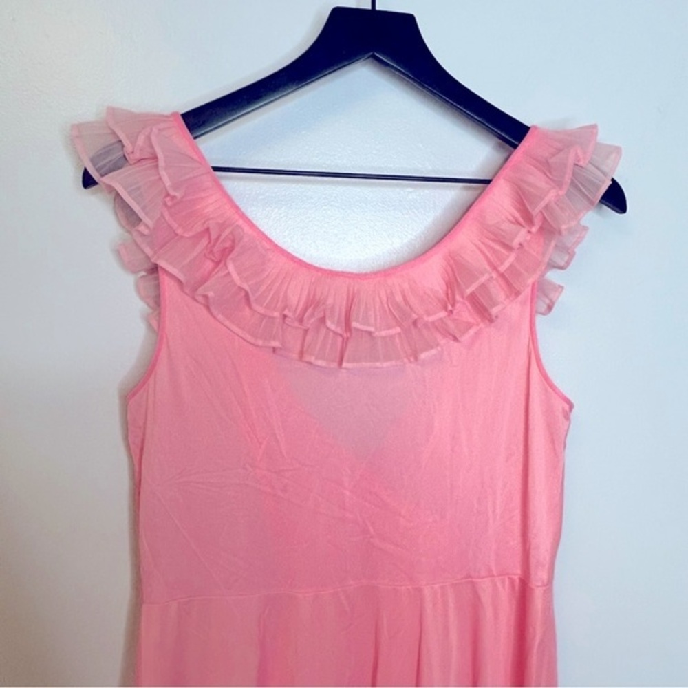 Vanity Fair Vintage Pleated Pink Ruffle Sleeveles… - image 5